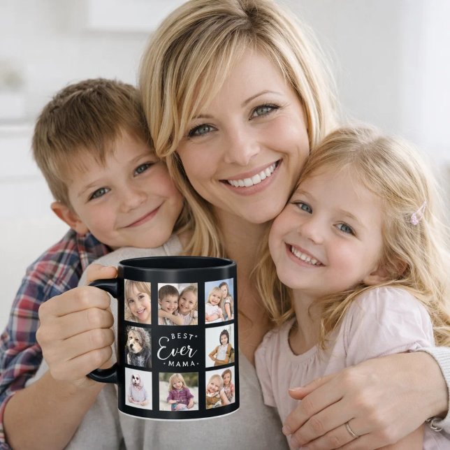 Mor mama fotokollage svart vitt mugg (Skapare uppladdad)
