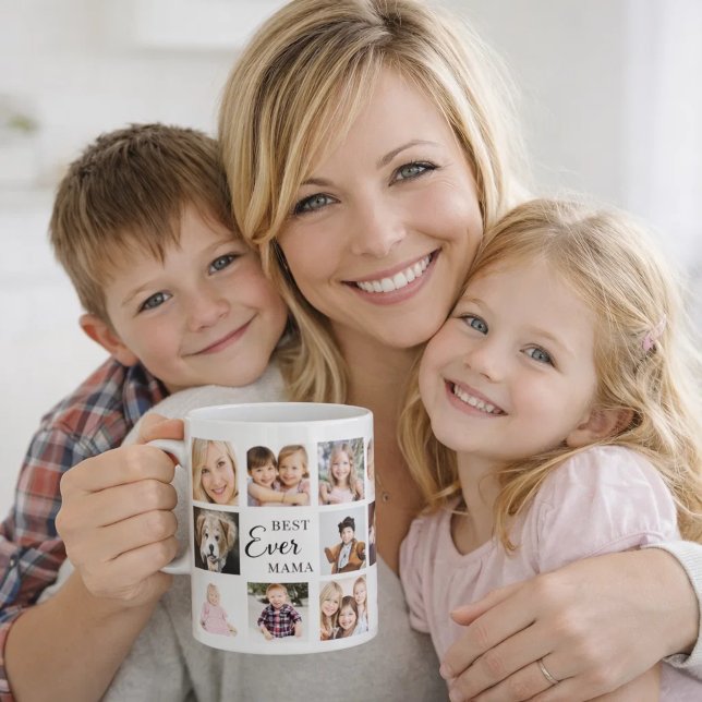 Mor mama fotokollage vit svart kaffemugg (Skapare uppladdad)