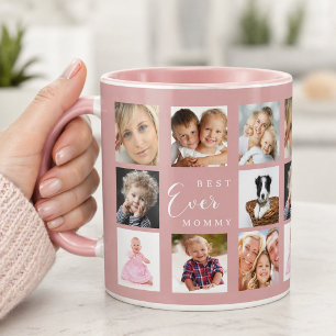 Mor mamma fotokollage dammig rosa mugg