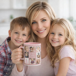 Mor mamma fotokollage dammig rosa rosa mugg