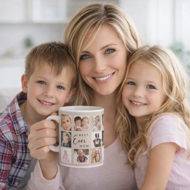Mor mamma fotokollage elfenben krämfärgad kaffemugg (Skapare uppladdad)