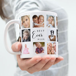 Mor mamma fotokollage vit svart färg kaffemugg