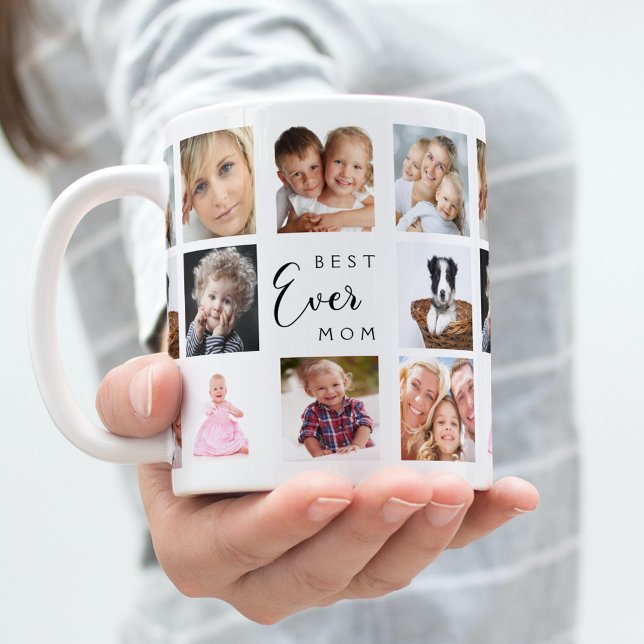 Mor mamma fotokollage vit svart färg kaffemugg (Skapare uppladdad)