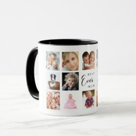 Mor mamma fotokollage vit svart mugg