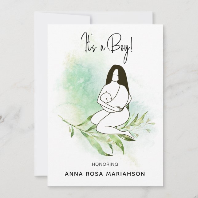 *~* Mor Mamma Holding Baby Lövs Baby Shower Boy Inbjudningar (Framsida)