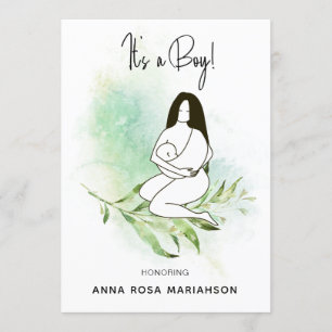 *~* Mor Mamma Holding Baby Lövs Baby Shower Boy Inbjudningar