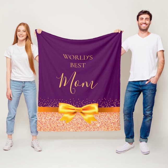 Mor Mamma lila ro guld Fleecefilt (På plats)