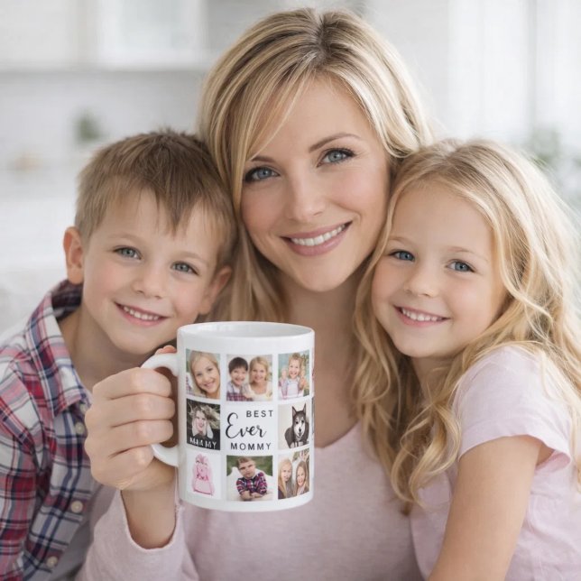 Mor mammas fotokollage vitt svart kaffemugg (Skapare uppladdad)