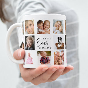 Mor mammas fotokollage vitt svart kaffemugg