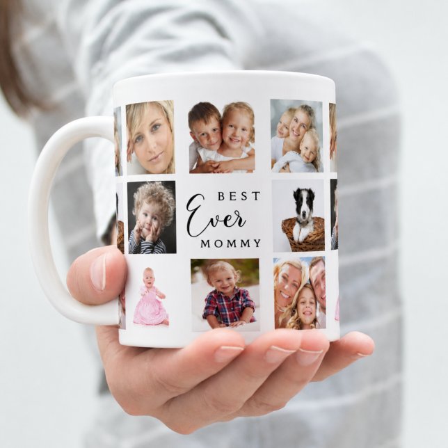 Mor mammas fotokollage vitt svart kaffemugg (Skapare uppladdad)