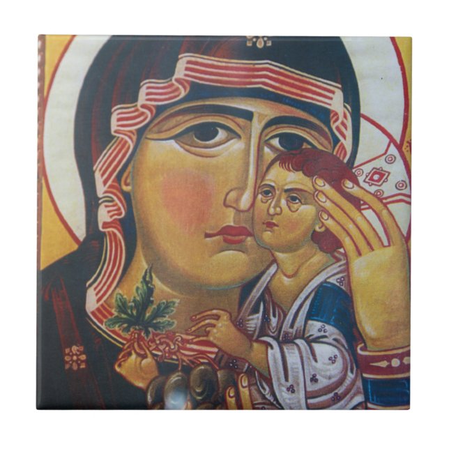 Mor Maria och Jesus konst Kakelplatta (Framsidan)