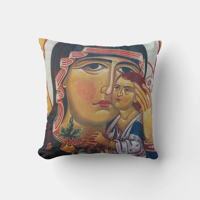 Mor Maria och Jesus konst Kudde (Framsida)