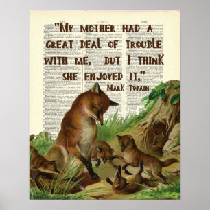 Mor-markera Tona Fox Art Antique Dictionary-sidor Poster