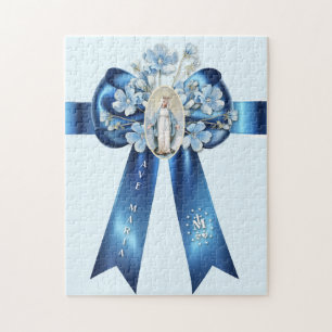 Mor Mary Blue Bow Religiösa katolik Pussel