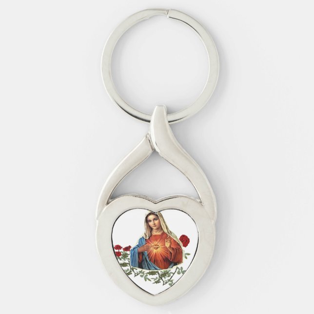 Mor Mary-design Twisted Heart Silverfärgad Nyckelring (Framsidan)