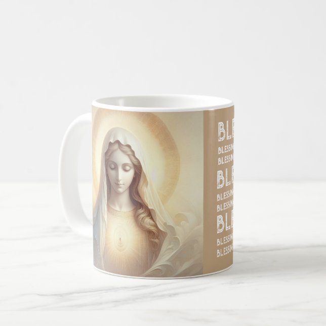 Mor Mary in Soft White Tones Kaffemugg (Framsida vänster)
