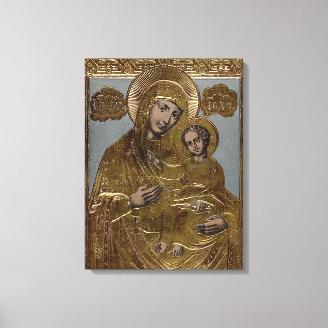 Mor Mary Kristus Child Guld Lithograph 1872 Canvastryck (Framsida)