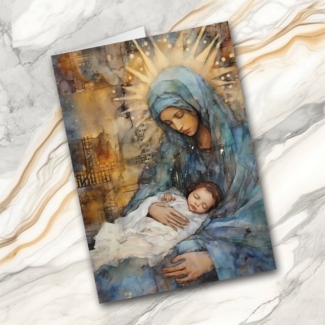 Mor Mary med Baby Jesus Card Hälsningskort (Skapare uppladdad)