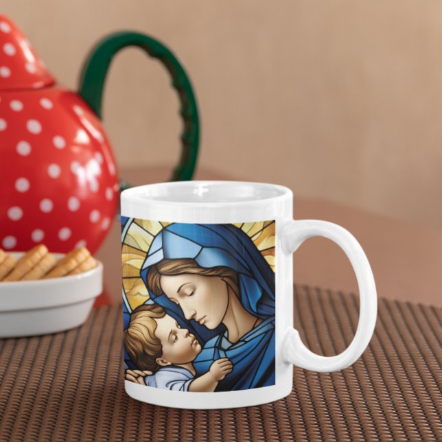Mor Mary med Baby Jesus version 15 Kaffemugg (Mother Mary with Baby Jesus version 15 Coffee Mug
)