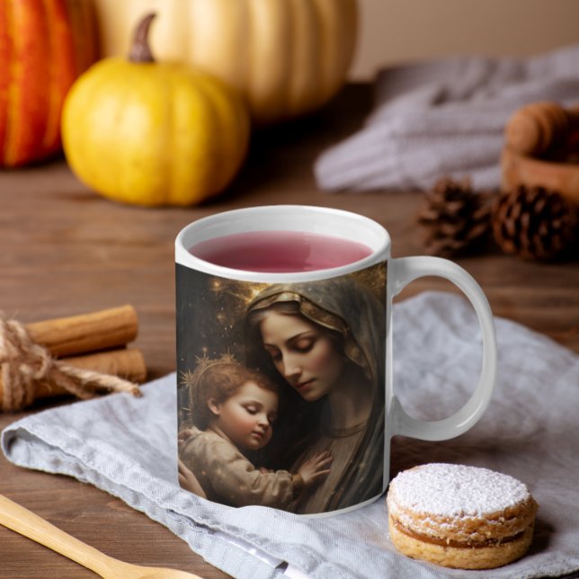 Mor Mary med Baby Jesus version 3 Kaffemugg (Mother Mary Holding Baby Jesus version 3 Coffee Mug)
