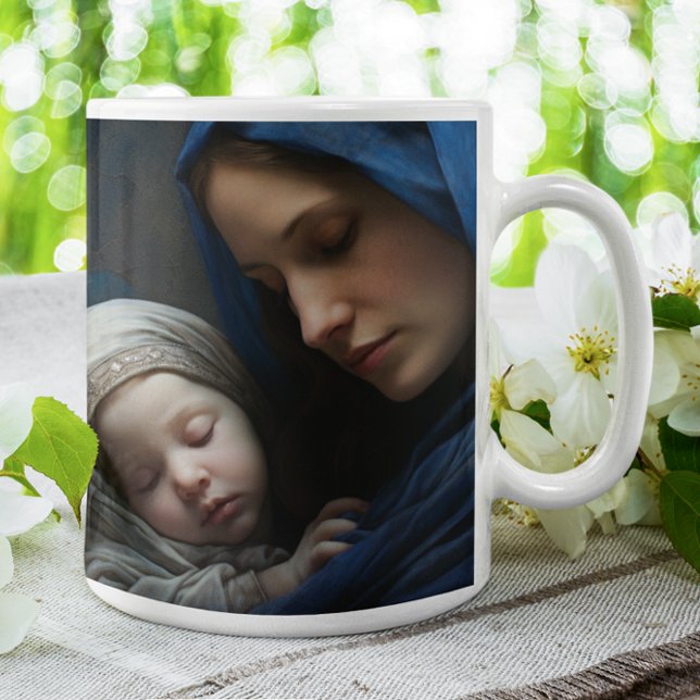 Mor Mary med Baby Jesus version 5 Kaffemugg (Mother Mary Holding Baby Jesus version 5 Coffee Mug)