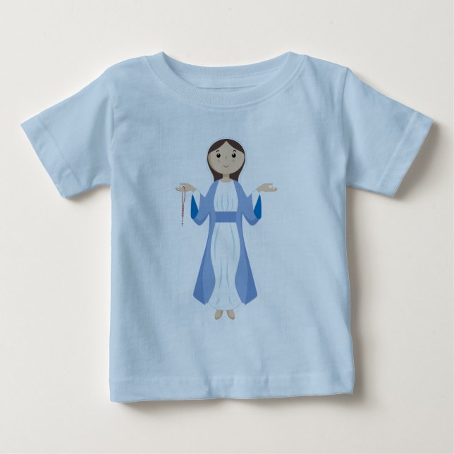 Mor Mary med Rosary T Shirt (Framsida)