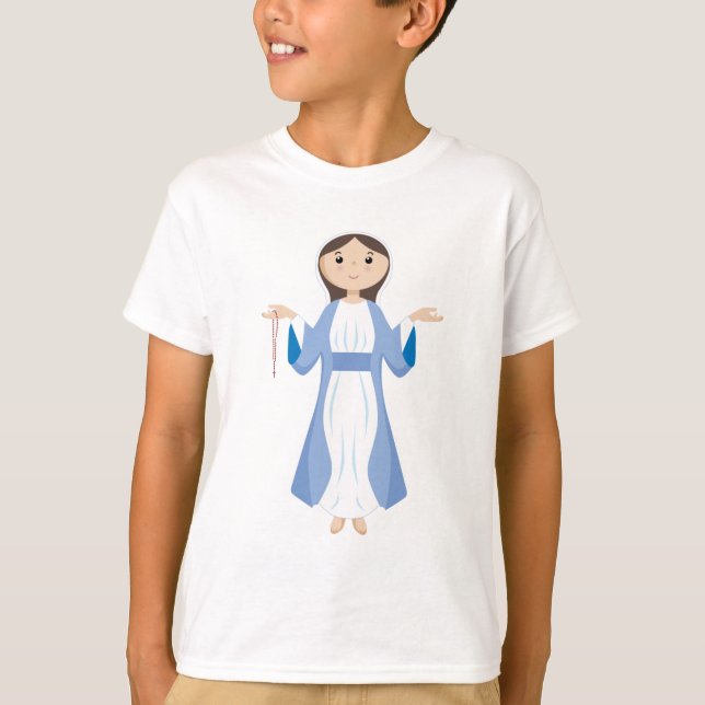 Mor Mary med Rosary T-shirt (Framsida)
