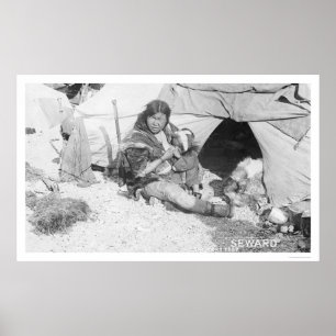 Mor Matande barn Alaska 1907 Poster