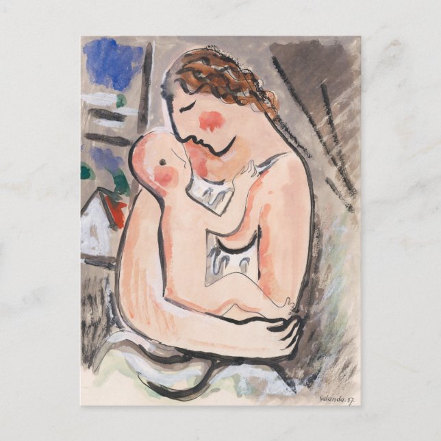 "Mor med barn" av Galanda Vykort (Framsida)