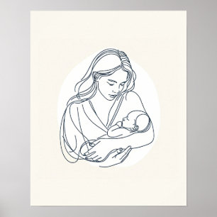 Mor med det nyfödda Baby - konst Poster
