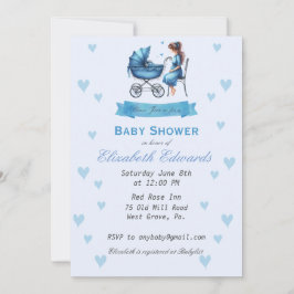 Mor med inbjudan till Baby Carriage Baby Shower