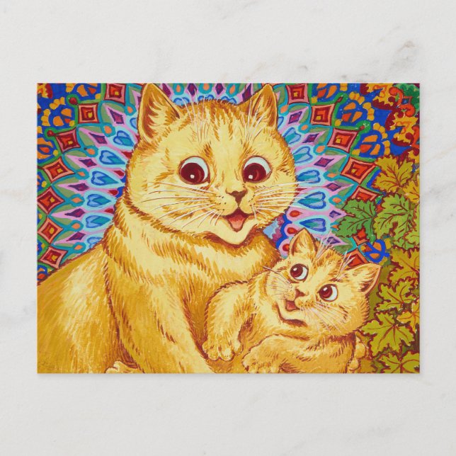 Mor med kattunge av Louis Wain Vykort (Framsida)