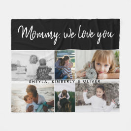 Mor med Kids och Family Mamma 6 Photo Collage Fleecefilt