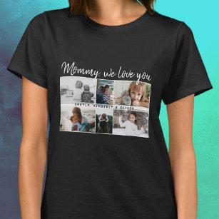 Mor med Kids och Family Mamma 6 Photo Collage T Shirt