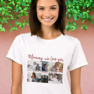Mor med Kids och Family Mamma 6 Photo Collage T Shirt