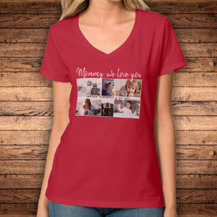 Mor med Kids och Family Mamma 6 Photo Collage T Shirt