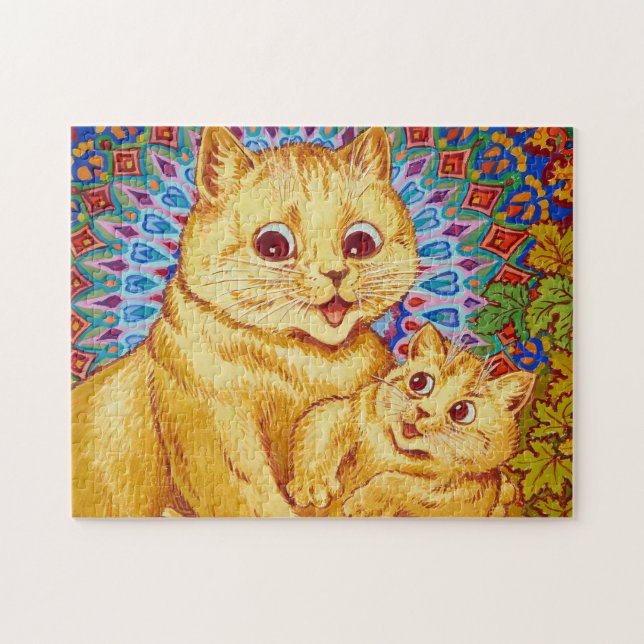 Mor med Kitten av Louis Wain Pussel (Horisontell)