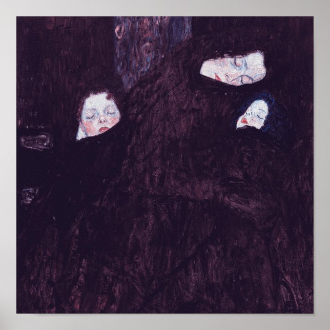 Mor med två barn som målas av Gustav Klimt Poster (Framsidan)