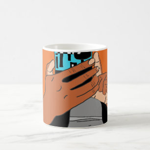 Mor Mobile Händer Cyan Orange Black Kaffemugg