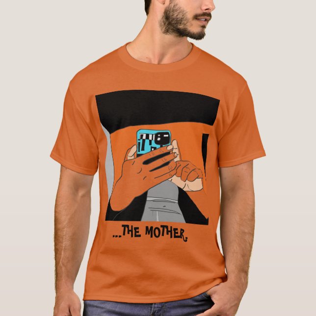 Mor Mobile Händer Cyan Orange Black T Shirt (Framsida)