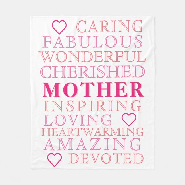 Mor Modern Typography Rosa Heart Fleecefilt (Framsidan)