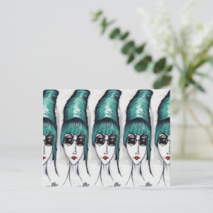 Mor Monster Sassy Bihåive Pop Art Teckning Vykort