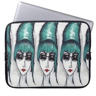 Mor Monster Teal Bihus Solglasögon Teckning Konst Laptop Sleeve