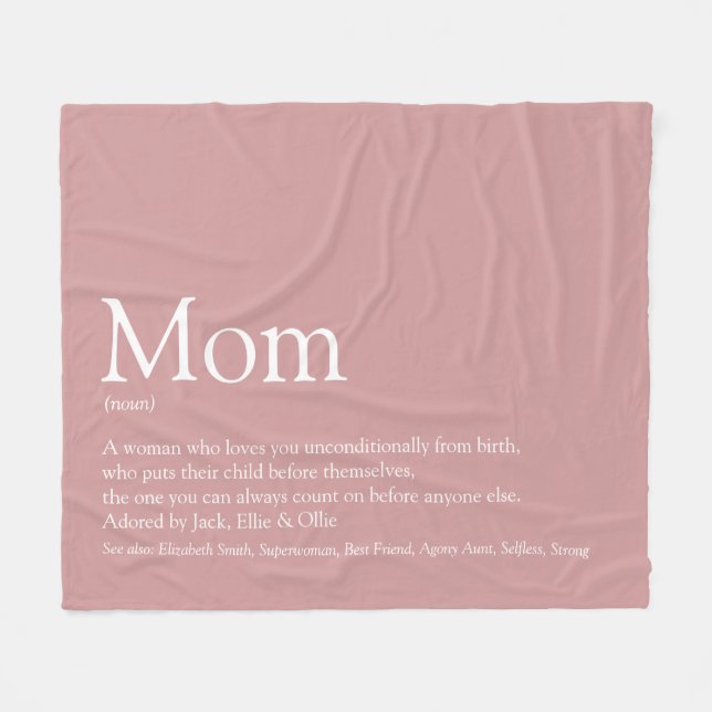 Mor Mor mamma Definition Dammult rosa Fleecefilt (Framsidan (Horisontell))
