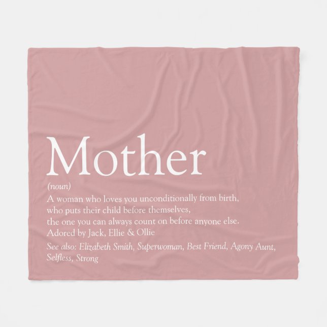 Mor Mor mamma Definition Dammult rosa Fleecefilt (Framsidan (Horisontell))
