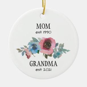 mor mormor som ska bli gravid julgransprydnad keramik