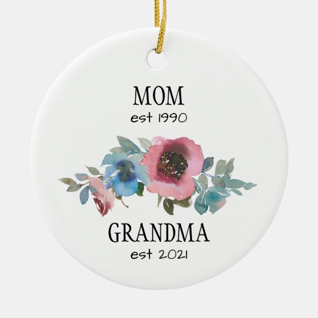 mor mormor som ska bli gravid julgransprydnad keramik (Framsidan)