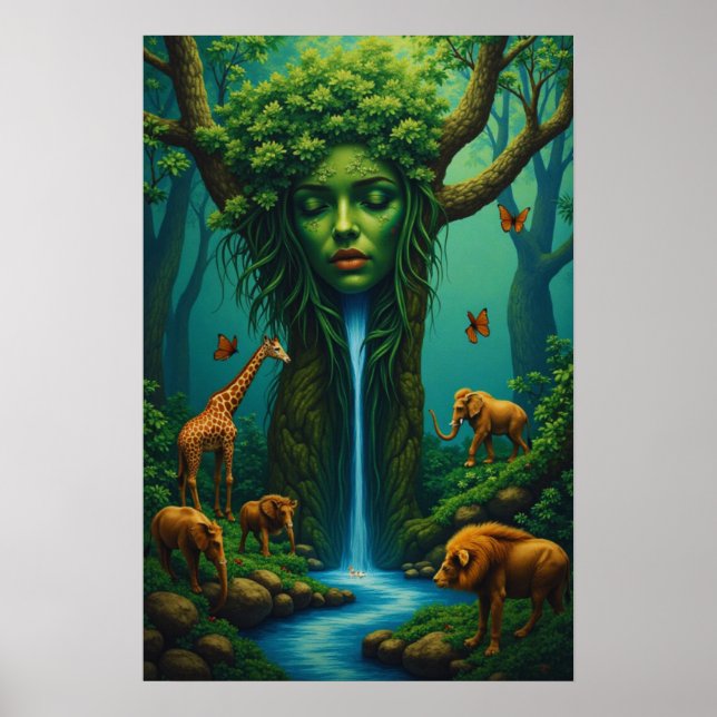 Mor Nature’s Embrace - Surreal Wildlife Fantasy Poster (Framsidan)