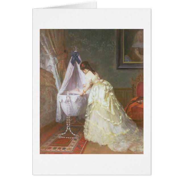 Mor och baby, 1869 (olja på panel) hälsningskort (Framsidan)