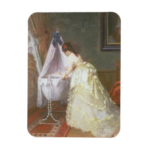 Mor och baby, 1869 (olja på panel) magnet